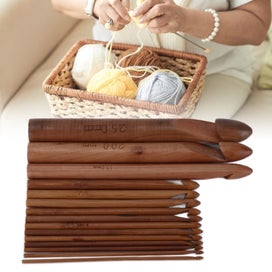 Listing 2 of 9 for 15Pcs Wooden Crochet Hooks Ergonomic Crochet Hook Set Inline Crochet Hooks Ki