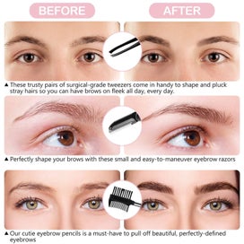 Listing 6 of 8 for Eyebrow Trimmers Set for Women and Men, 11 in 1 Eyebrow Tweezers Kit, Profess