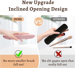Listing 3 of 5 for Large Travel Makeup Brush Holder, 2 Pack Anti-fall Out Silicon Portable Cosme
