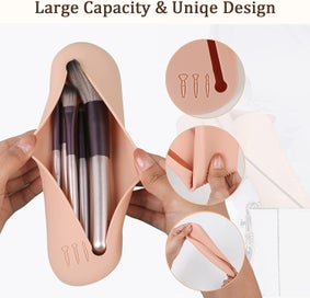 Listing 5 of 5 for Large Travel Makeup Brush Holder, 2 Pack Anti-fall Out Silicon Portable Cosme