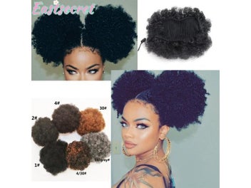Listing 5 of 9 for Afro Puff Drawstring Ponytail For Girls Kids Women Synthetic Hair Buns