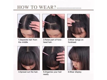 Listing 7 of 9 for Clip In Wispy Bangs Hair Extensions For Women Natural Black