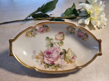 Listing 1 of 6 for Antique hand painted PSL Empire trinket dish