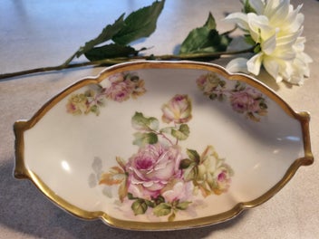 Listing 3 of 6 for Antique hand painted PSL Empire trinket dish