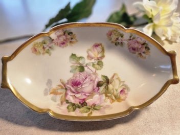 Listing 6 of 6 for Antique hand painted PSL Empire trinket dish