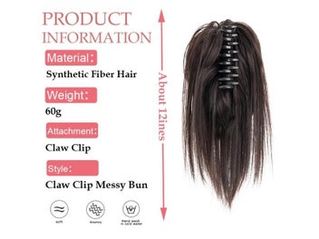 Listing 4 of 9 for Synthetic Straight Claw Clip Fluffy Braid Hair Bun Updo