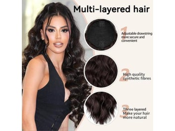 Listing 3 of 9 for Long Synthetic Wavy Drawstring Ponytail For Women