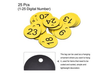 Listing 6 of 10 for 25Pcs Round Acrylic Engraved Number Tags For Clothing Decoration