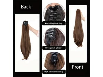 Listing 5 of 9 for Synthetic Upturned Straight Ponytail Clip In Hair Extension For Women