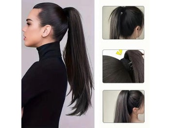 Listing 6 of 9 for Synthetic Upturned Straight Ponytail Clip In Hair Extension For Women