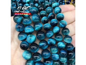 Listing 3 of 10 for Natural Blue Tiger Eye Beads 6-12mm For Jewelry Making