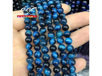Listing 5 of 10 for Natural Blue Tiger Eye Beads 6-12mm For Jewelry Making