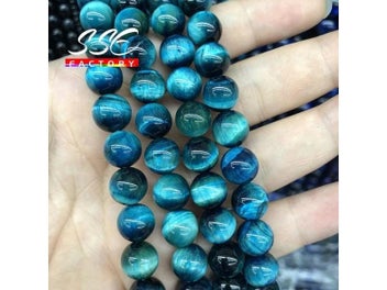 Listing 7 of 10 for Natural Blue Tiger Eye Beads 6-12mm For Jewelry Making
