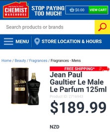 Listing 4 of 4 for Mens-Jean Paul Gaultier - le Male Le perfum 125ml