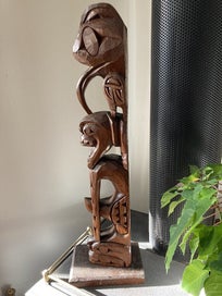 Listing 4 of 8 for 68cm Hand Carved Vintage Vancouver Island First Nations Totem