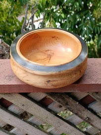 Listing 2 of 4 for Yew bowl with acrylic embellishment 180mm x 70mm deep