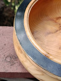 Listing 3 of 4 for Yew bowl with acrylic embellishment 180mm x 70mm deep