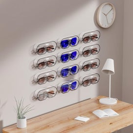 Listing 5 of 6 for 6Pack Clear Sunglasses Organizer, Wall Mounted Glasses Holder, Table Stand Ey