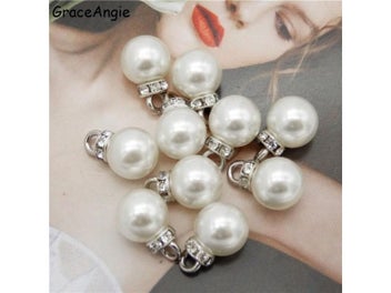 Listing 3 of 10 for 50pcs Imitation Pearl Bracelet Spacer Beads With Crown Pendant Charm