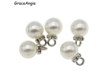 Listing 4 of 10 for 50pcs Imitation Pearl Bracelet Spacer Beads With Crown Pendant Charm