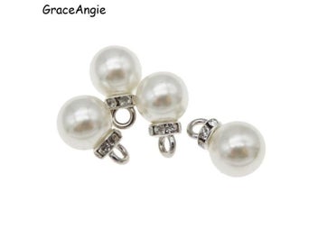 Listing 5 of 10 for 50pcs Imitation Pearl Bracelet Spacer Beads With Crown Pendant Charm