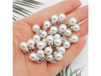 Listing 7 of 10 for 50pcs Imitation Pearl Bracelet Spacer Beads With Crown Pendant Charm