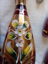 Listing 7 of 9 for Antique MURANO Ruby Red Glass Decanter Set