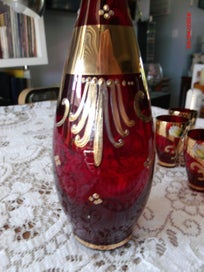 Listing 8 of 9 for Antique MURANO Ruby Red Glass Decanter Set