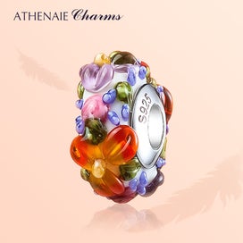Listing 3 of 9 for Murano Glass 925 Silver Core Lei Charm Bead For DIY Jewelry