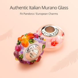 Listing 4 of 9 for Murano Glass 925 Silver Core Lei Charm Bead For DIY Jewelry