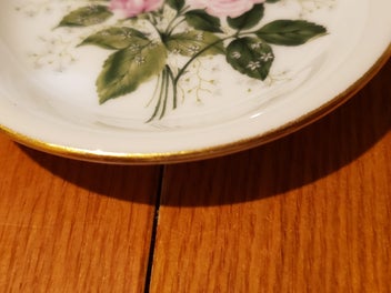 Listing 4 of 5 for Westminster Fine China Pink Rose Dish Gold Trim Trinket Pin Dish