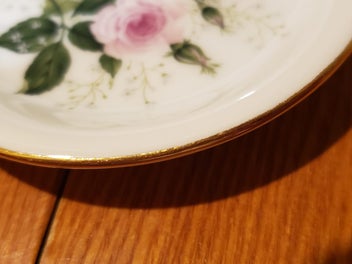 Listing 5 of 5 for Westminster Fine China Pink Rose Dish Gold Trim Trinket Pin Dish