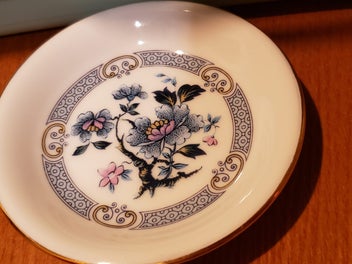 Listing 3 of 3 for Westminster Fine China Dish Blue Floral Gold Trim Trinket Plate Australi