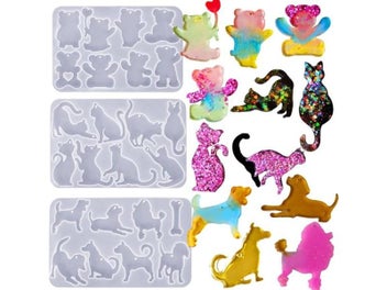 Listing 2 of 9 for DIY Pet Tag Resin Mold - Cat Bear Dog Shapes For Jewelry Craft
