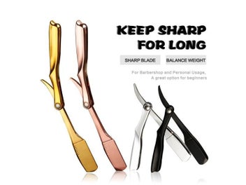 Listing 4 of 10 for Manual Folding Beard Razor Holder For Barber Accessories