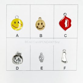 Listing 2 of 3 for HAND & FACE CHARMS Handmade, Smiley Face, Lips, Foot, Skull (per bag)