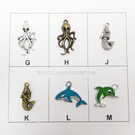 Listing 3 of 4 for SEA CREATURE CHARMS Dolphin, Seahorse, Fish, Shell, Starfish, Mermaid, Octopus