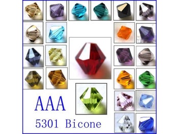 Listing 3 of 10 for 200pcs Shiny Bicone Glass Spacer Beads For Jewelry Making