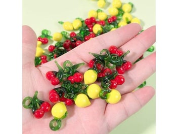 Listing 3 of 10 for 10Pc DIY Fruit Glass Beads Kit - Cherry Lemon Shaped For Jewelry