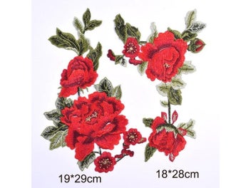 Listing 7 of 9 for 2Pcs Set Rose Flower Embroidery Patches For Clothes