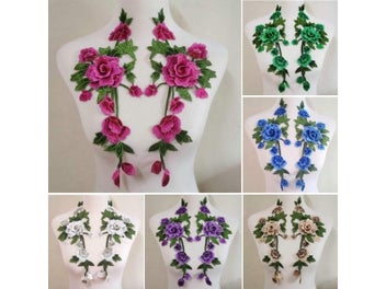 Listing 3 of 10 for Pink Purple Flower Venise Lace Patch For Garment Repair