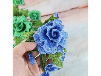 Listing 4 of 10 for Pink Purple Flower Venise Lace Patch For Garment Repair