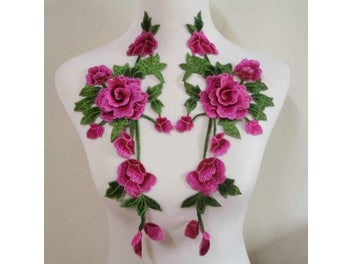 Listing 6 of 10 for Pink Purple Flower Venise Lace Patch For Garment Repair
