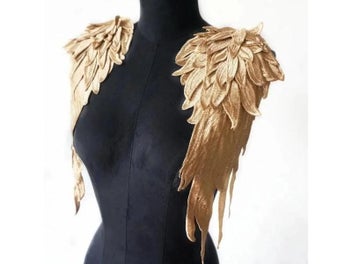 Listing 3 of 9 for 2Pcs Gold Brown Angel Wing Applique For Wedding Dress DIY Crafts