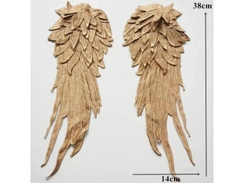 Listing 6 of 9 for 2Pcs Gold Brown Angel Wing Applique For Wedding Dress DIY Crafts