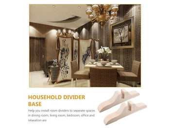 Listing 7 of 9 for 2pcs Fold Wooden Screen Base Room Divider Stand