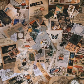 Listing 3 of 5 for Vintage Scrapbook Supplies Pack (200 Pcs) for Art Journaling Junk Journal Pla