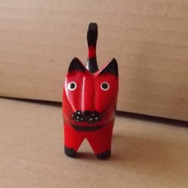 Listing 2 of 5 for Red & Black Wooden Cat Ornament