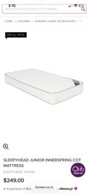 Listing 4 of 4 for Sleepyhead Cot Mattress - Great Condition!