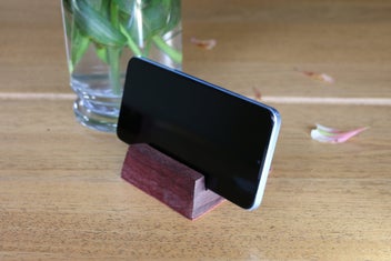 Listing 3 of 7 for Handmade Wooden Phone or Card Stand – Purpleheart Hardwood -Artisanal